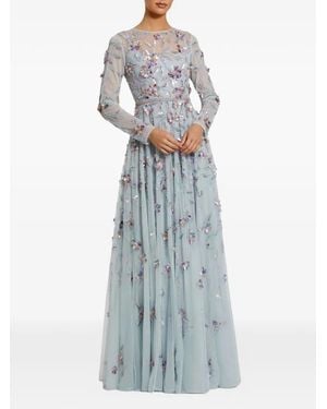 Mac Duggal Vestido largo con detalles florales - Azul