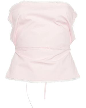 MSGM Lace-Trim Tie-Fastening Top - Pink
