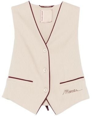 Antonio Marras Embroidered-Logo Pinstriped Waistcoat - Naturel