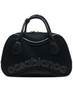 CASABLANCA Logo-Detail Leather Tote Bag - Black