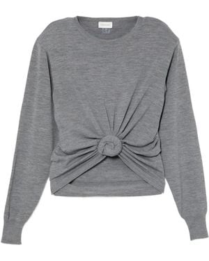 Magda Butrym Haut À Manches Longues Noué En Maille Grise