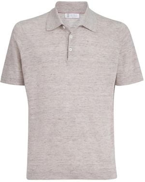 Brunello Cucinelli Linen And Cotton Blend Polo Shirt - Grey