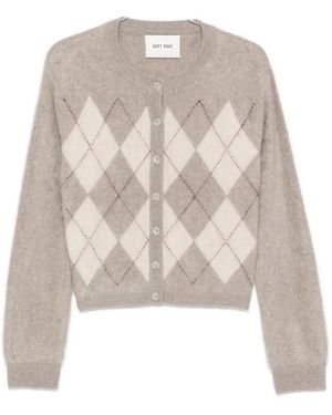 Soft Goat Argyle Cashmere Cardigan - White