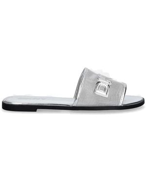 DKNY Logo-Patch Mesh Sandals - White