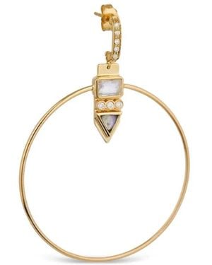 Celine Daoust 14K Moonstone Diamond Hoop Earrings - Metallic