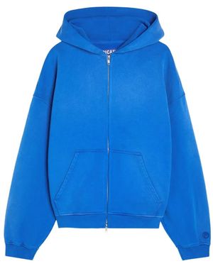 Picante Zip-Up Drop-Shoulder Hoodie - Blue