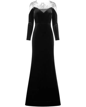 IMROSKA 26 Leaves Maxi Dress - Black