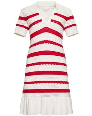 Cinq À Sept Vestido Estilo Polo A Rayas - Rojo