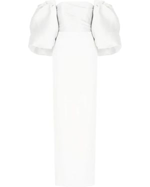 Solace London Vestido De Noche Largo Con Hombros Descubiertos - Blanco