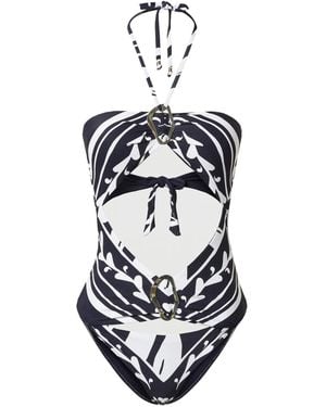 Twinset Cut-Out Halterneck Swimsuit - White