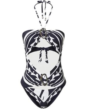 Twinset Cut-Out Halterneck Swimsuit - White
