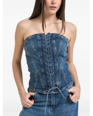 Liu Jo Lace-Up Strapless Bustier Top - Blue