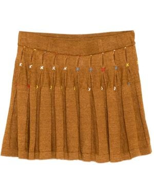 YANYAN KNITS Borlor Double-Layer Mini Skirt - Brown