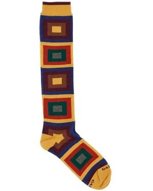 Gallo Geometric-Pattern Socks - White