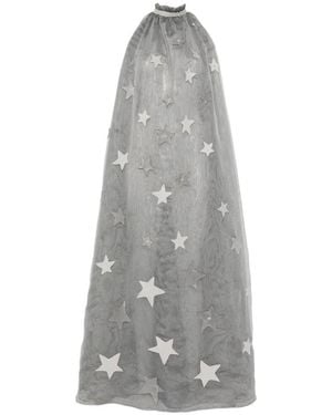 Dunesi Estrella Star-Patchwork Ruffled-Neck Dress - Gray