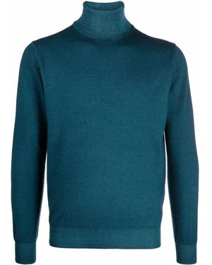 Dell'Oglio Roll-Neck Rib-Trimmed Jumper - Blue