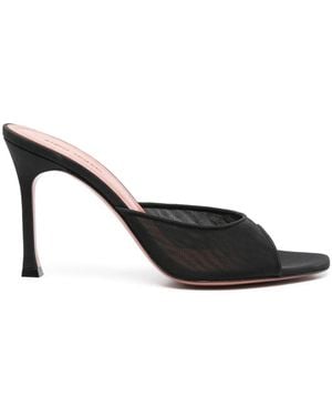 AMINA MUADDI Mesh And Nappa Leather Alexa Mesh Slipper 95 With Oblique Almond Toe.<Br - Black