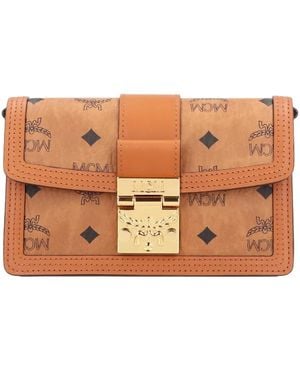 MCM Tracy Monogram Clutch - Brown