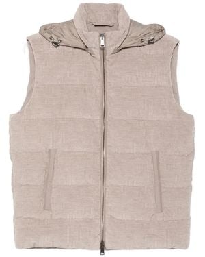 Paul & Shark Quilted Corduroy Gilet - Grey