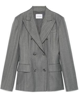 ANDAMANE Blazer Met Krijtstreep En Dubbele Rij Knopen - Grijs