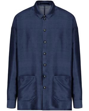 Giorgio Armani Silk Shirt Jacket - Blue