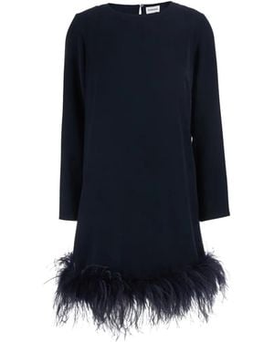 P.A.R.O.S.H. Feather-Trim Bow-Detail Mini Dress - Blue