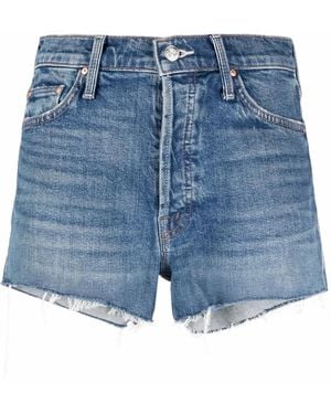 Mother The Tomcat Frayed Denim Shorts - Blue