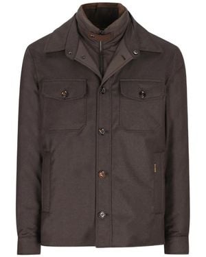 Moorer Pocket Button-Up Jacket - Brown