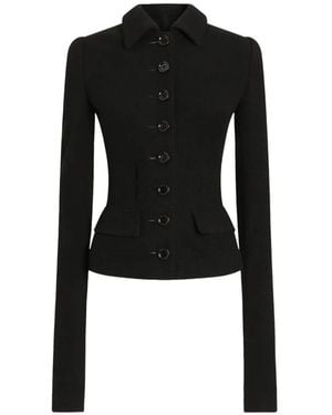 Dolce & Gabbana Single-Breasted Wool Cloth Jacket - Black