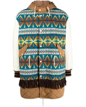 Junya Watanabe Parka Con Stampa Grafica - Blu
