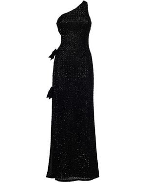 La Semaine Sequin One-Shoulder Gown - Black
