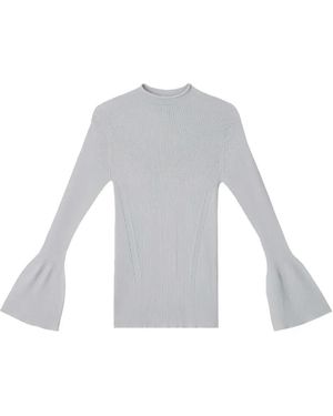 CFCL Flared-Sleeves Ribbed Top - White