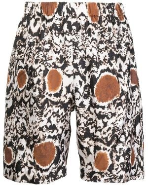 Edward Crutchley Silk Abstract-Pattern Shorts - Black