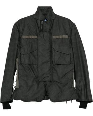 Junya Watanabe Pinstripe-Pattern Padded Military Jacket - Black
