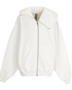 Rick Owens Mountain Hun Hoodie Met Asymmetrische Rits - Wit
