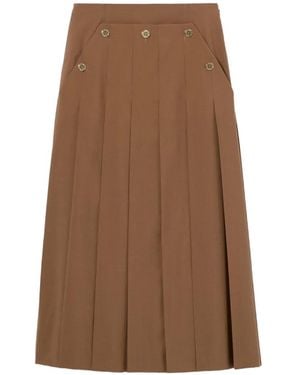 Claudie Pierlot Pleated Midi Skirt - Brown