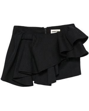 ShuShu/Tong Asymmetrical Bow Ruffled Mini Skirt - Black