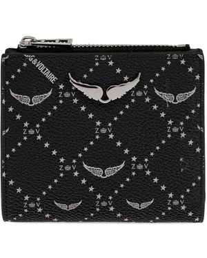 Zadig & Voltaire Wings-Plaque Zip-Around Wallet - Black
