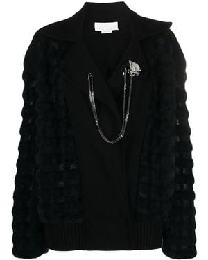 Genny Brooch-Detail Wool Jacket - Black