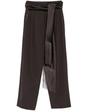 Imperial Pantaloni Con Cintura E Frange - Grigio