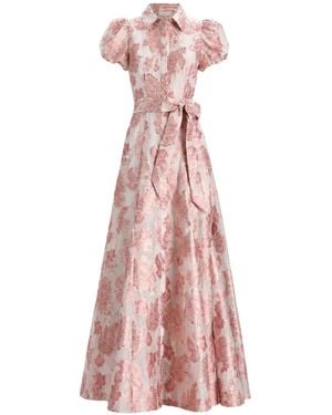 Alice + Olivia Henrietta Floral-Jacquard Puff-Sleeve Maxi Dress - Pink