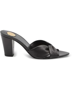 Saint Laurent Franciane Twisted Leather Mules - Black