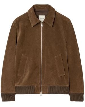 Sandro Zip-Front Suede Jacket - Brown
