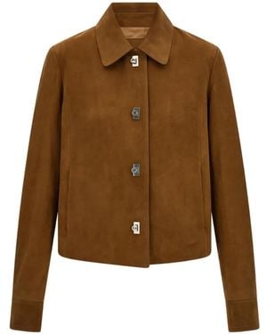 Ferragamo Boxy Nubuck Jacket - Brown