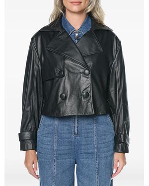 ARMANI EXCHANGE Double-Breasted Leather Jacket - Black