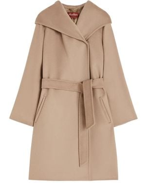 Max Mara Hooded Belted Coat - Natural