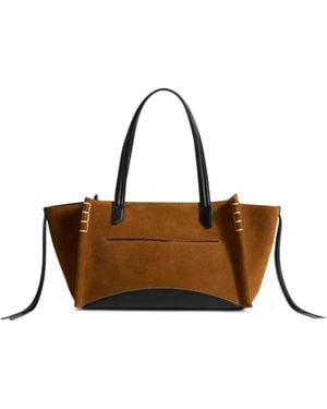 JW Anderson Elongated Lober Cabas Contrast-Panel Whipstitch-Trim Tote Bag - Blue
