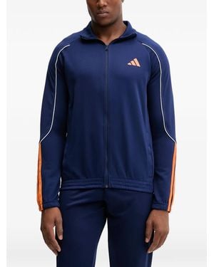 adidas Stadium Contrast-Piping Logo-Print Zip-Up Tracksuit - Blue