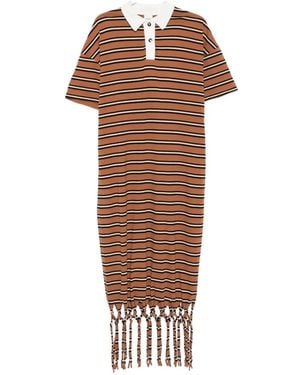 Nanushka Farid Fringed Striped Midi Dress - Brown