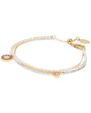 Bimba Y Lola Pulsera De Doble Cadena Con Perla Y Logo - Neutro